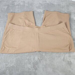 Denim Co Active QVC Womens Pants 3X Plus Capri Beige Pull On Comfort CAP14E